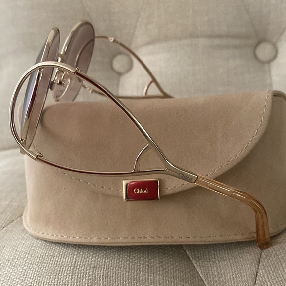 Chloe Gold Sunglasses with Tan Lenses - Picture 2 of 7